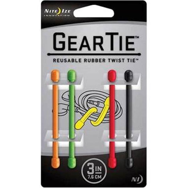 Nite Nite Gt34Pka1 Gear Tie 3In 4Pk - Assorted Colors GT34PKA1